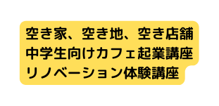 空き家 空き地 空き店舗 中学生向けカフェ起業講座 リノベーション体験講座